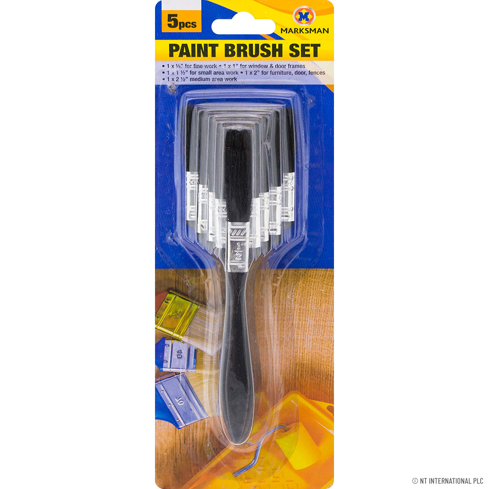 Lot de 5 pinceaux de qualité supérieure en noir élégant – Outils de peinture professionnels pour artistes et bricoleurs