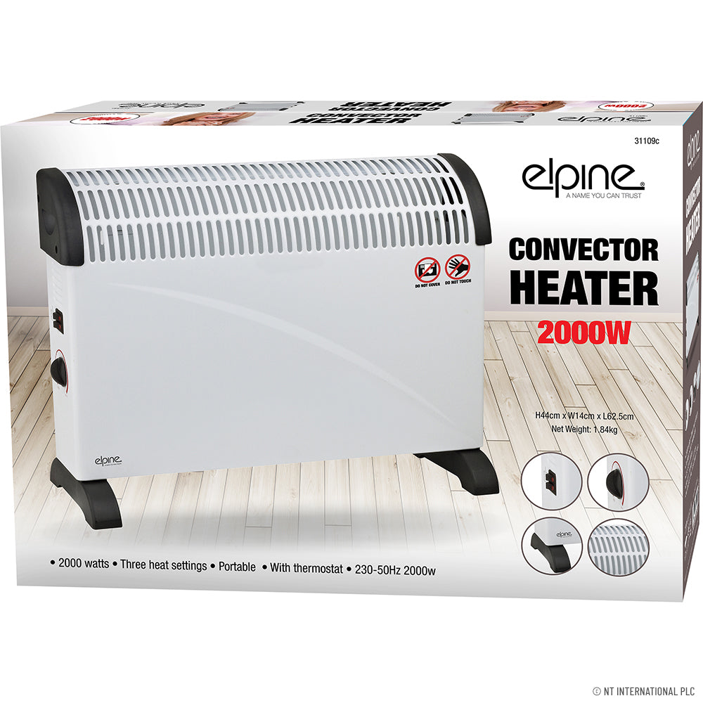Stay Cozy with Our 2000W Portable Convector Heater in Elegant White.