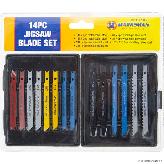 14pc Jigsaw Blade Set in Sleek Black Case