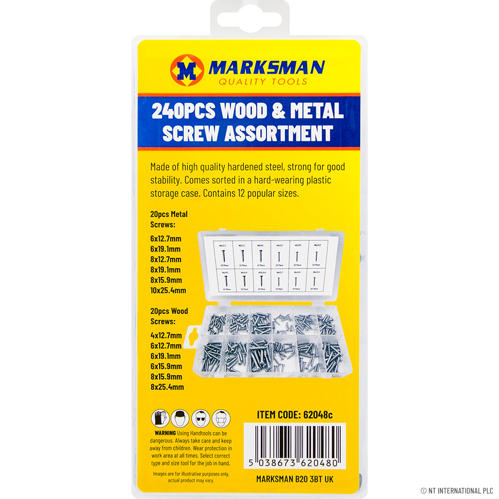 Premium 240pc Wood Screw Assortment Kit for Versatile Woodworking Projects