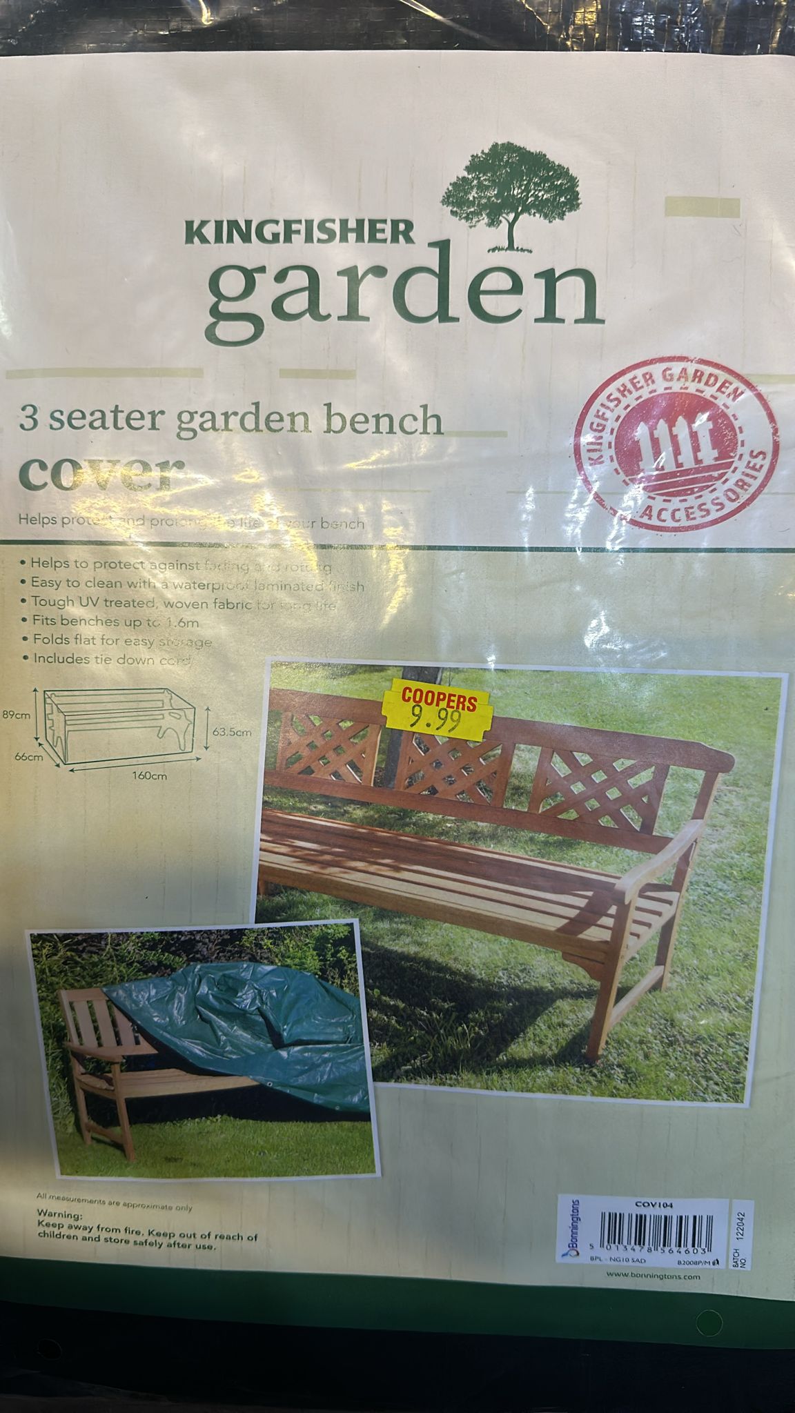 Housse de banc 3 places Kingfisher Large Vert Meuble de jardin imperméable
