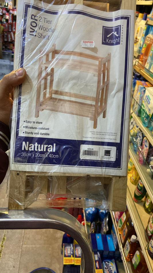 Étagère en bois élégante à 2 niveaux pour une décoration intérieure organisée
