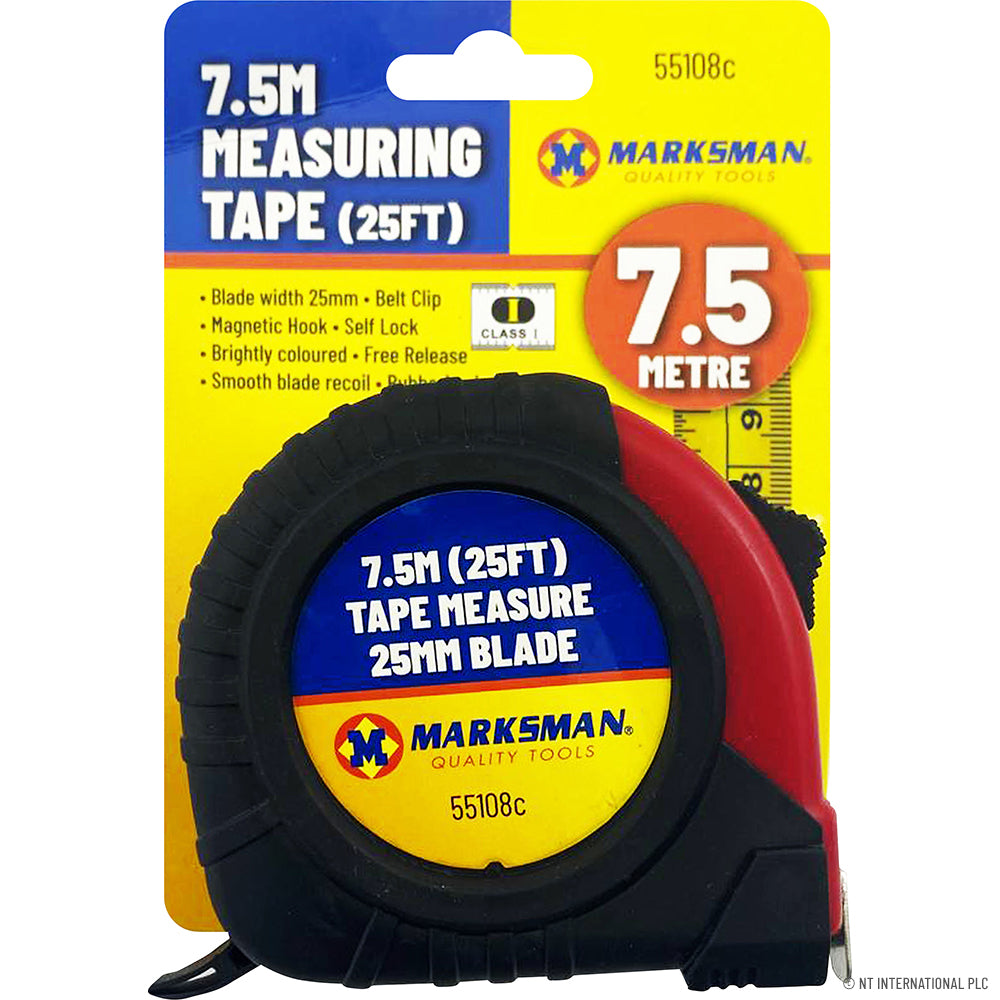 Mètre ruban de qualité supérieure 7,5 m x 25 mm rouge/noir éclatant – Outil de précision indispensable