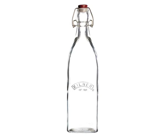 1 Litre Clip Top Square Bottle: