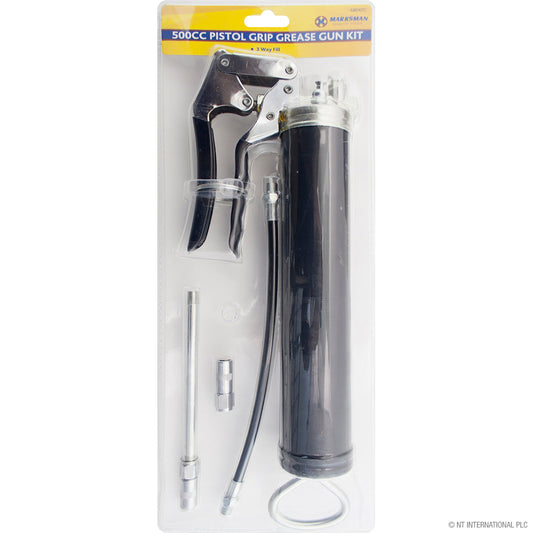 Professional-grade 500cc Manual Grease Gun Kit for Precision Lubrication - Blister Packaging Included