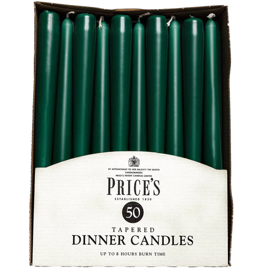 Tapered Dinner Candle 50-Pack in Evergreen  Eco-Friendly Unscented Candles