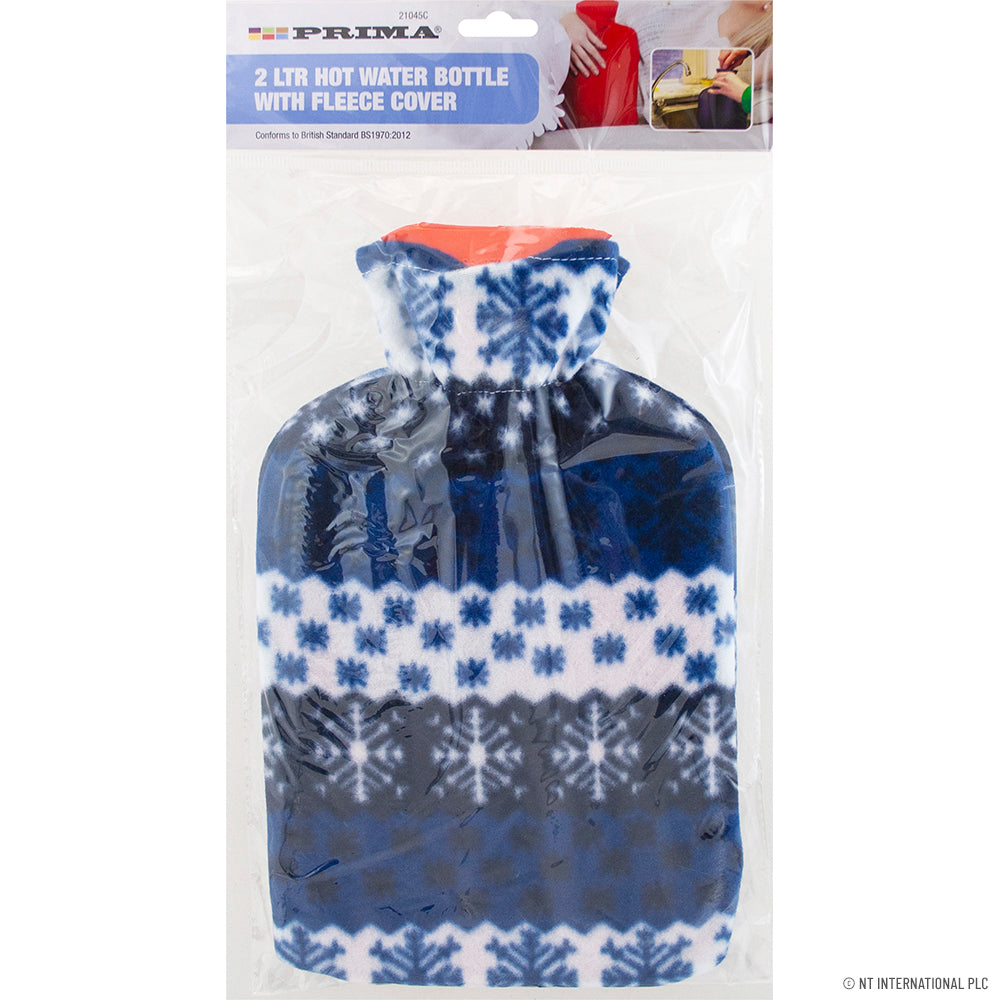 2L Hot Water Bottle with Fleece Cover Ultimate Winter Comfort