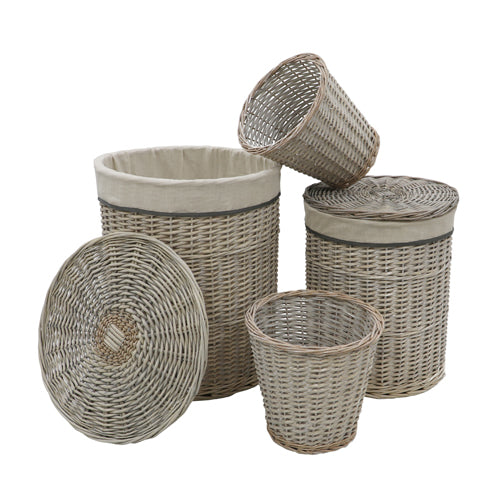 Lot de 4 paniers à linge rectangulaires Acacia en osier – Miel. Rangement élégant.