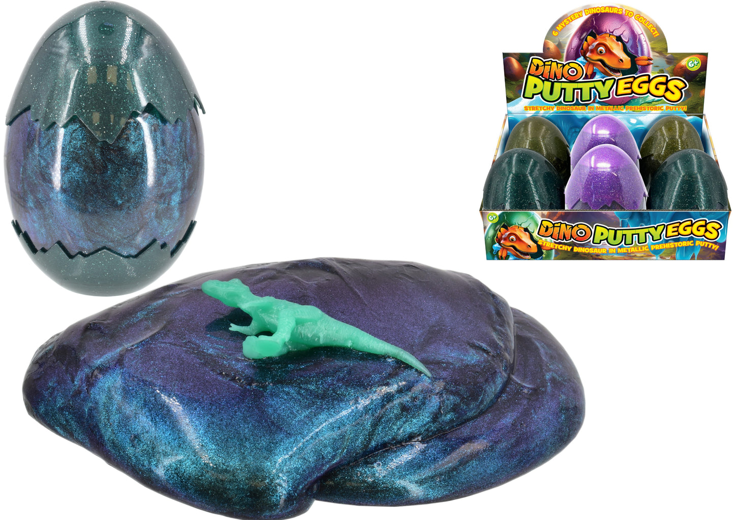 Sparkling Metallic Large Dino Egg Putty - Mesmerizing Sensory Fun for Kids and Adults