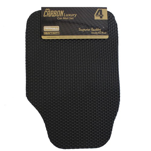 Jvl Carbon Luxury Rubber 4-Piece Car Mat Set in Black .