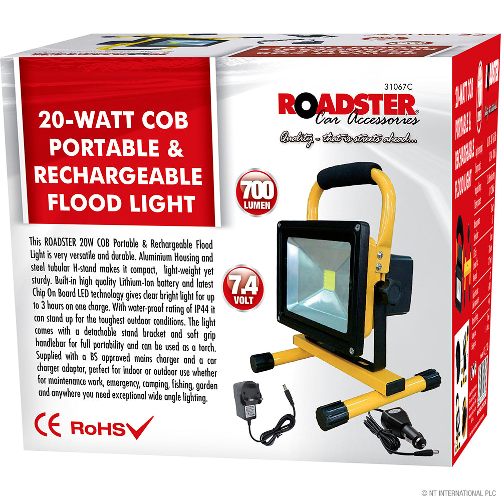 Illuminez votre espace de travail avec le puissant projecteur/phare de travail rechargeable LED COB 20W.