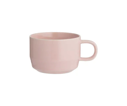Tasse à café plate rose de 300 ml, concept café, mug en céramique unique pour les amateurs de café