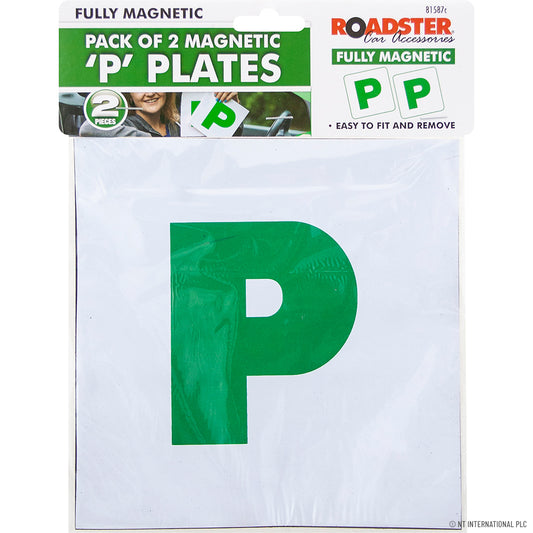 2pc Full Magnetic 'P' Plates for New Drivers - Easy Attachment .