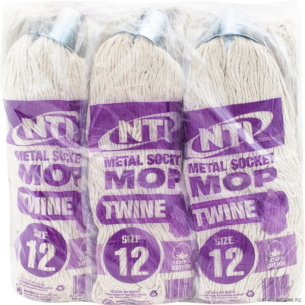Tête de balai à franges taille 12, 200 grammes, attache métallique - Lot de 6 | Fournitures de nettoyage de haute qualité.