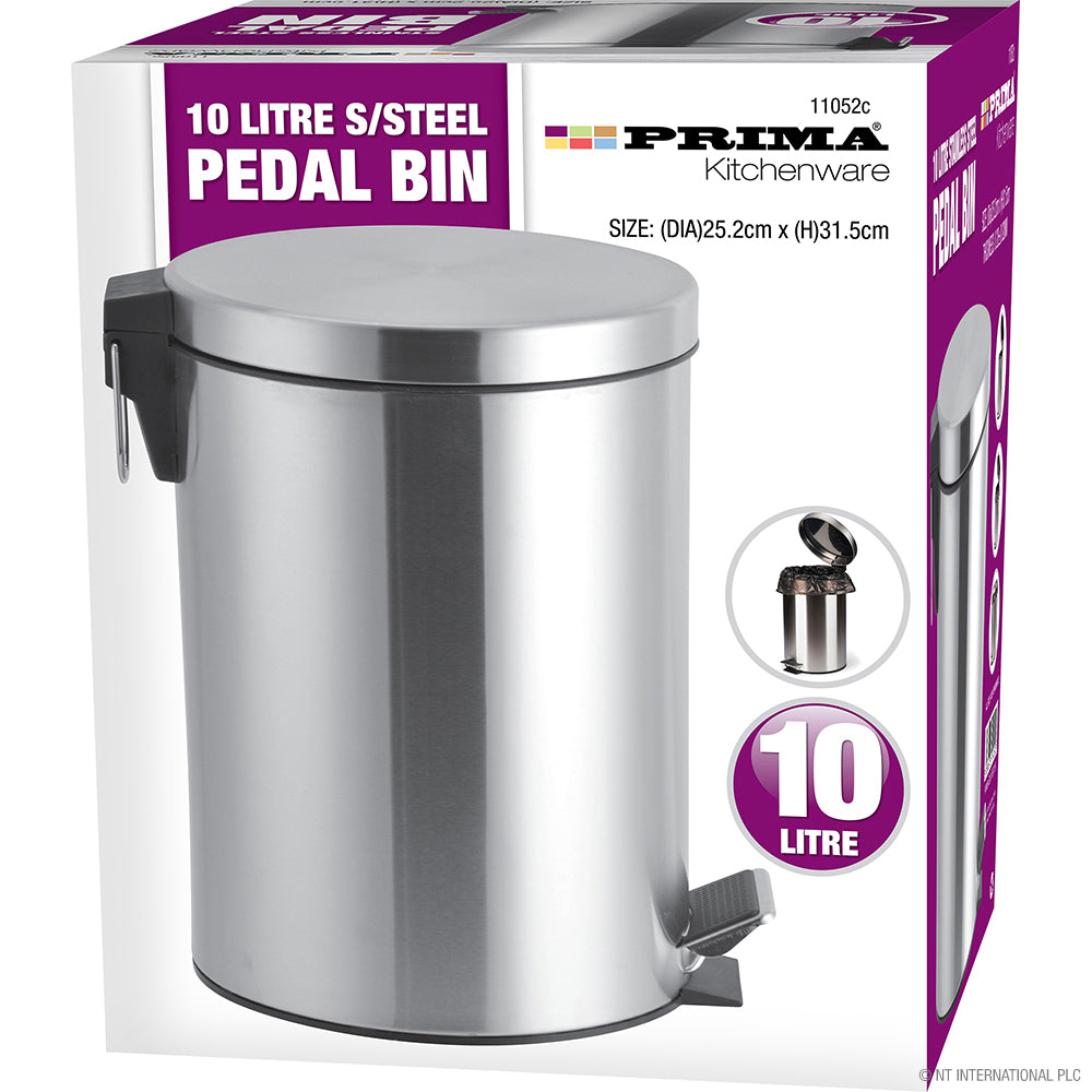 Poubelle à pédale élégante et pratique en acier inoxydable 10 L (DIA 25,2 cm x H 31,5 cm) Organisation de qualité pour la maison