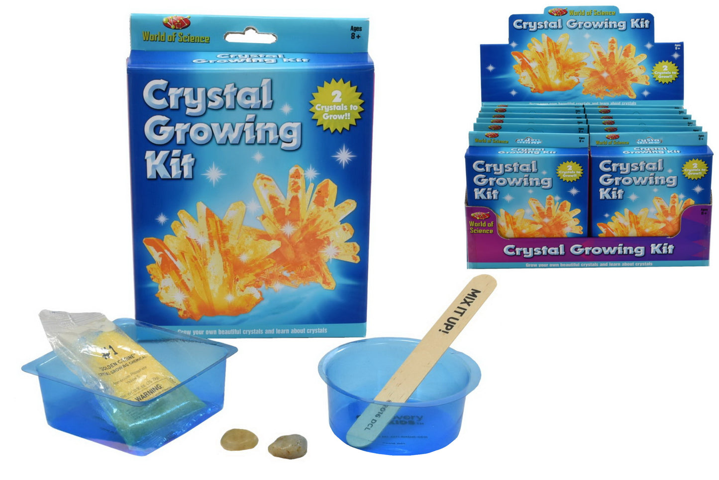 Découvrez la magie : Kit de culture de cristaux dans une boîte de présentation colorée