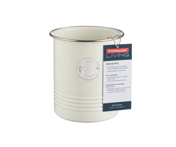 Rangez votre cuisine avec l'élégant pot à ustensiles crème Elegant Living.