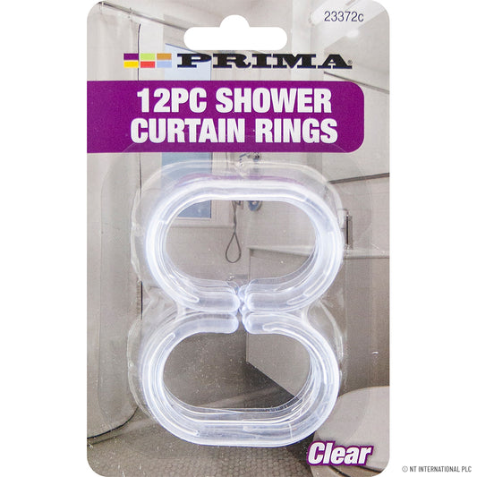 12pc Clear Shower Curtain Rings.