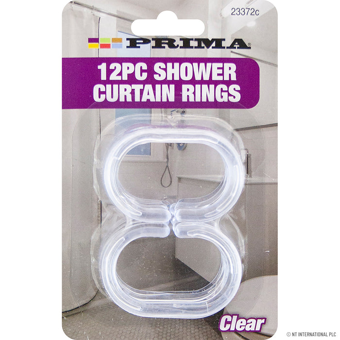 12pc Clear Shower Curtain Rings.