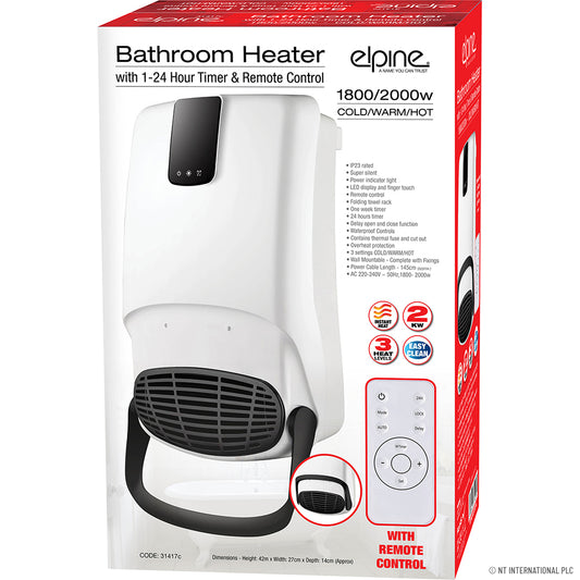 Radiateur de salle de bain 2000W efficace - Ventilateur | Chaleur douillette et chauffe rapide.