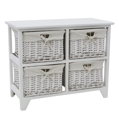 the Wimborne 2+2 Drawer Willow Wide Storage Unit - White | Organize in Style.