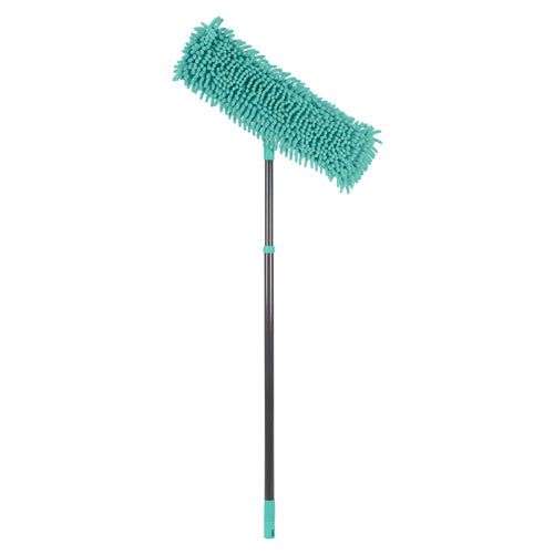 Serpillière plate extensible JVL en chenille super absorbante, turquoise/grise