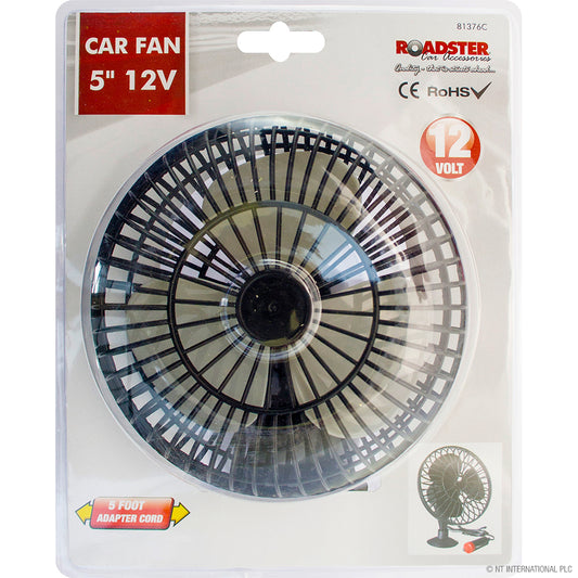 Stay Cool on the Go with Our 5" 12V Car Fan - Double Blister.