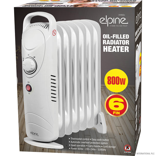 Radiateur à bain d'huile 6 éléments 2800W Efficace | Solution de Chauffage Compacte pour Tous les Espaces.