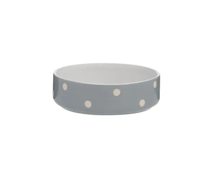 Jolie gamelle grise à pois de 13 cm pour animaux de compagnie | Solution d'alimentation élégante.