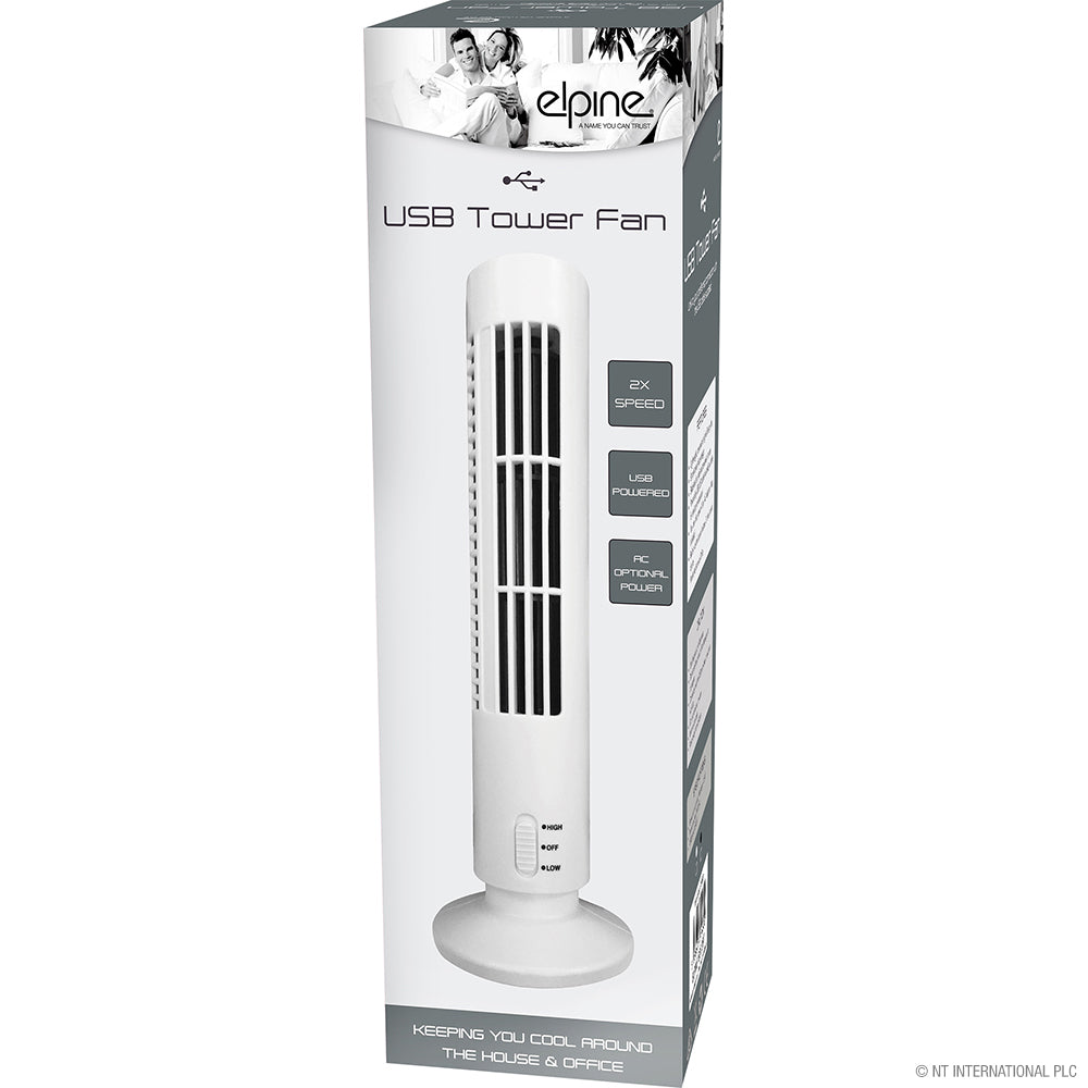 Restez au frais n'importe où grâce à notre mini-ventilateur tour de bureau – USB – Blanc | Refroidissement portable pour la maison ou le bureau.
