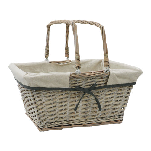 Panier de courses rectangulaire en saule Arianna - Lavage antique | Solution de rangement élégante.
