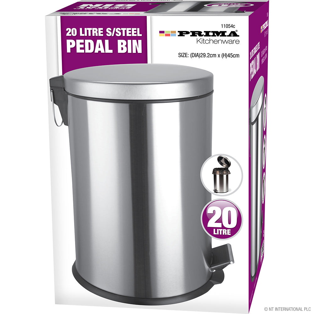 20L Stainless Steel Pedal Bin - DIA 29.2cm x H 45cm Premium Quality for a Cleaner Environment