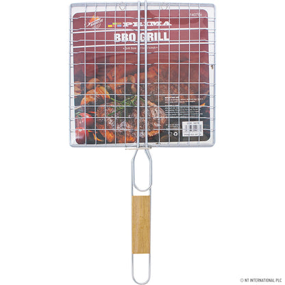 Gril BBQ Premium 25,5 x 26 cm avec Manche en Bois - Améliorez Votre Expérience de Grillade