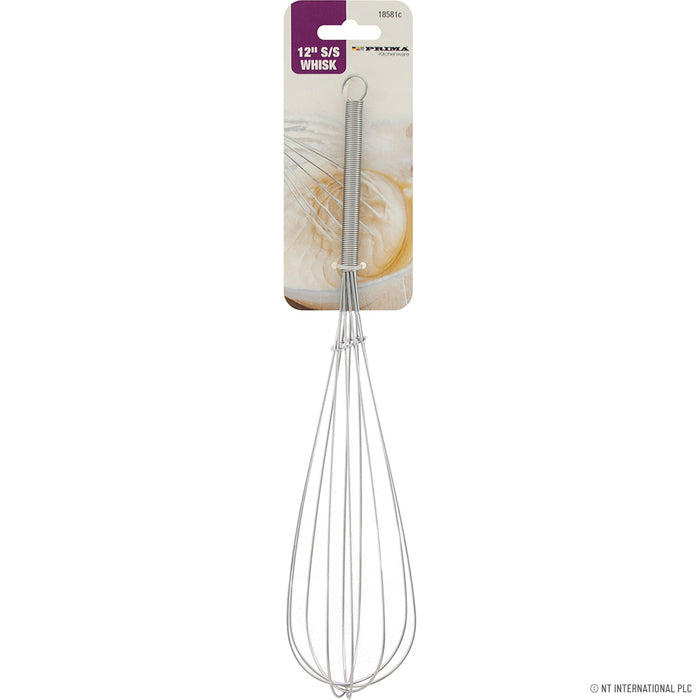 "Effortless Mixing: 12" Stainless Steel Single Whisk for Culinary Mastery.