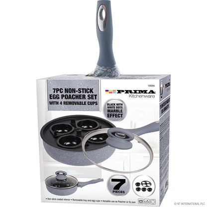 Pocheuse d'œufs antiadhésive 7 pièces - 4 moules amovibles pour des œufs parfaits à chaque fois !