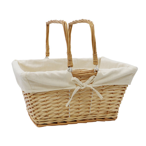 the Stylish Acacia Rectangular Willow Shopping Basket - Honey | Perfect for Farmers' Markets & Picnics.