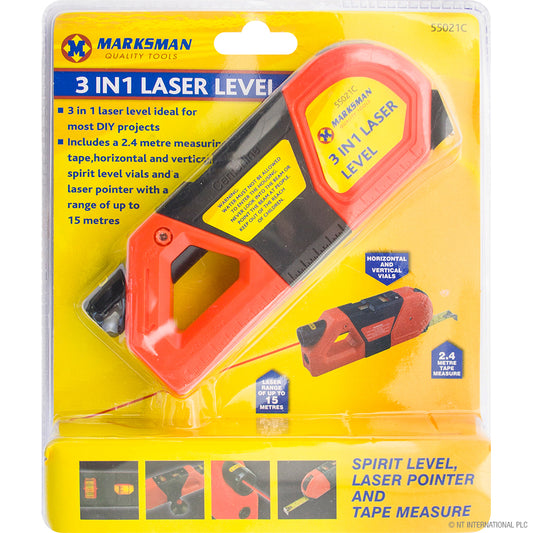 3-in-1 Spirit Level with Laser Pointer for Perfect Alignment