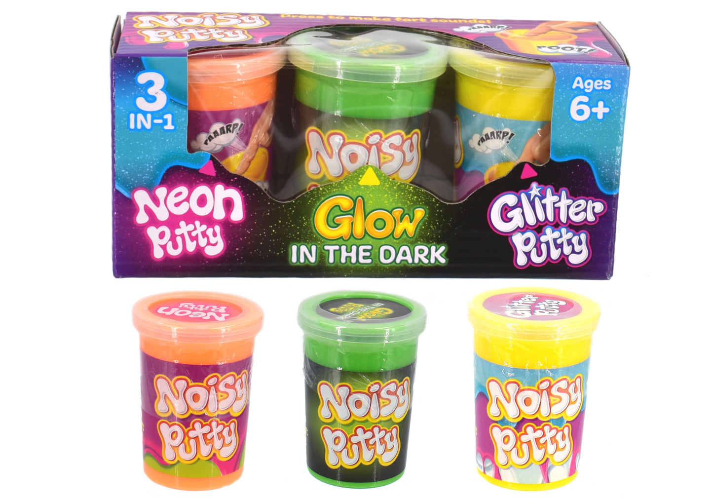 Amusez-vous avec le Slime Sensoriel Sonore 3 Pots de 300g - Jeu Sensoriel Amusant en Boîte Fenêtre
