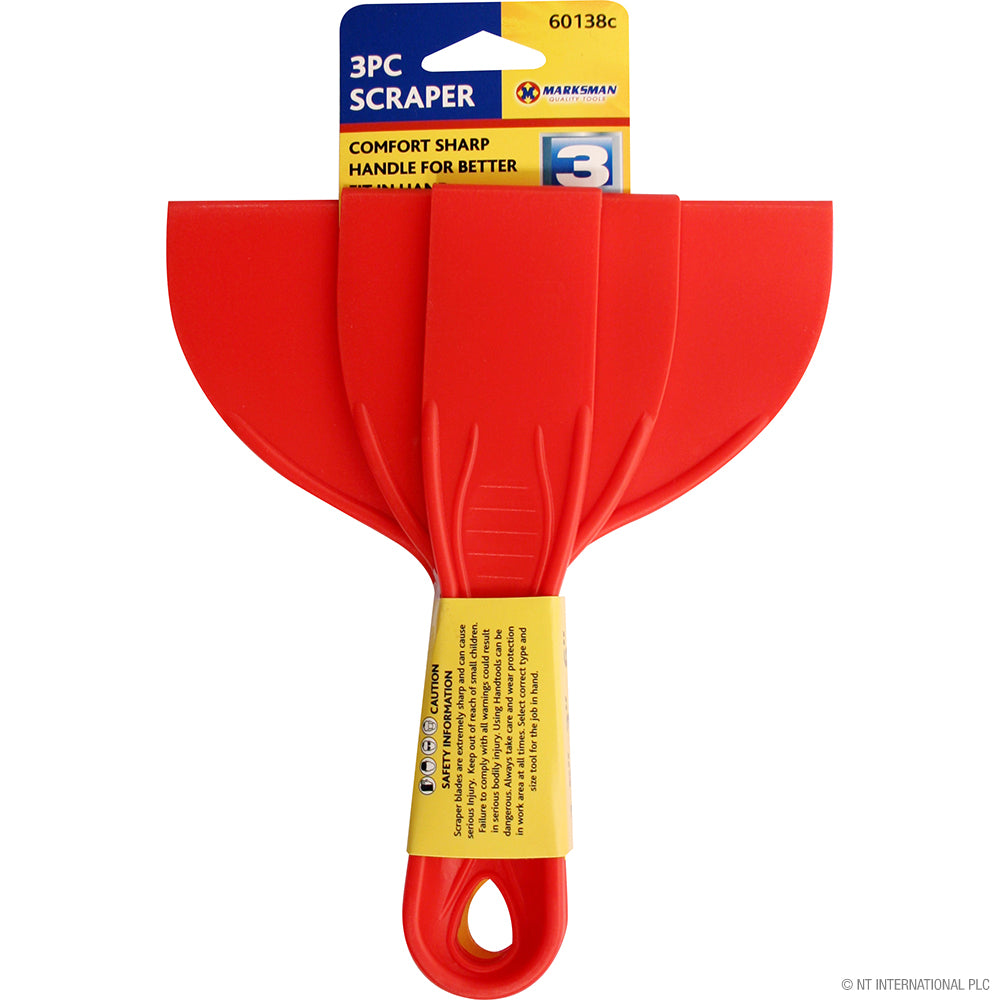 Lot de 3 Racloirs en Plastique de Qualité Supérieure Rouge Vif - Outils Essentiels