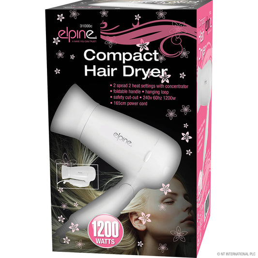 Découvrez le pouvoir du style avec notre sèche-cheveux compact de 1200 W (non disponible à la vente) – parfait pour un look glamour sans effort.