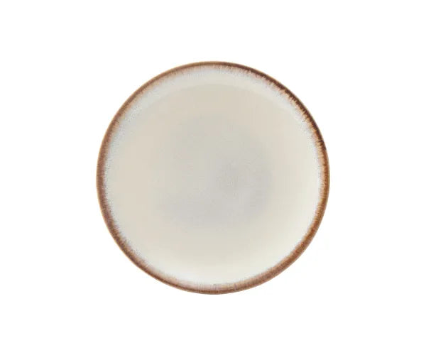 L'assiette d'accompagnement élégante en faïence réactive crème | Parfaite pour les repas quotidiens.