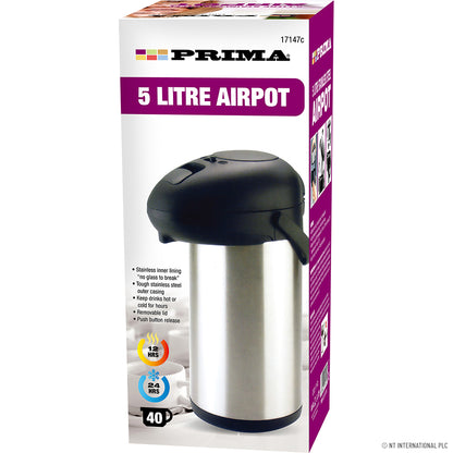 Verseuse isotherme en acier inoxydable 5 L pour le thé et le café - Élégante et durable