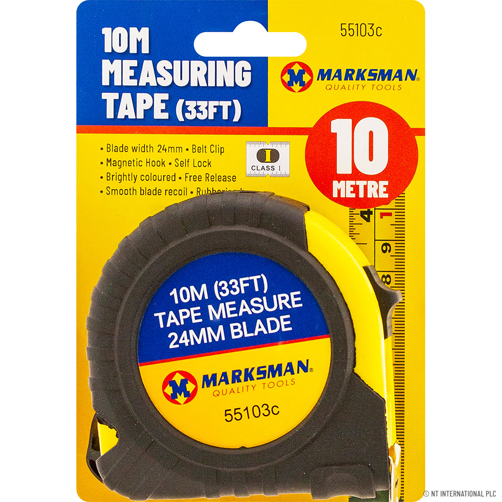 Mètre ruban de haute qualité 10 m jaune/noir éclatant - Outils de précision