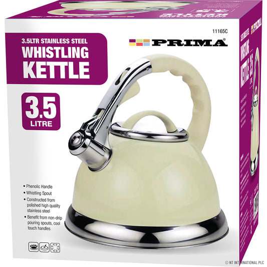 Bouilloire sifflante en acier inoxydable 3,5L crème - Élégante et efficace pour votre cuisine