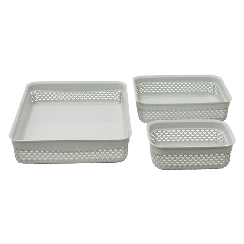 Lot de trois paniers de rangement Droplette - Gris glacé : organisez avec style.