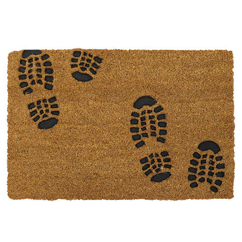 Paillasson en coco gaufré de qualité supérieure avec envers en PVC | Motif Empreintes de pas 40x60cm.