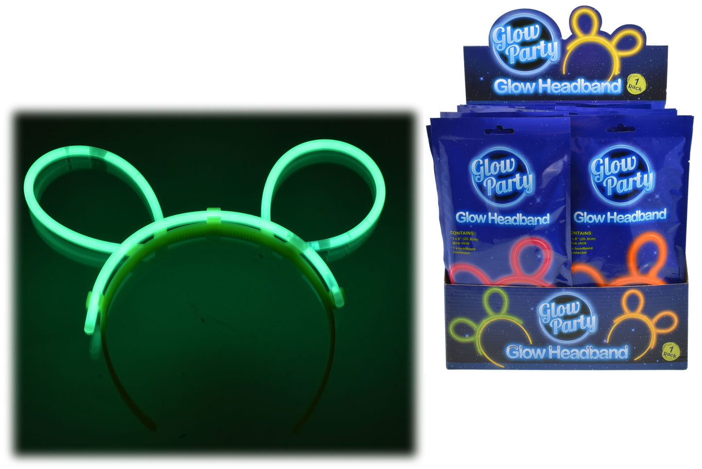 Glow Headband: Illuminate Your Look with Colourful Foil Bag in Display Box
