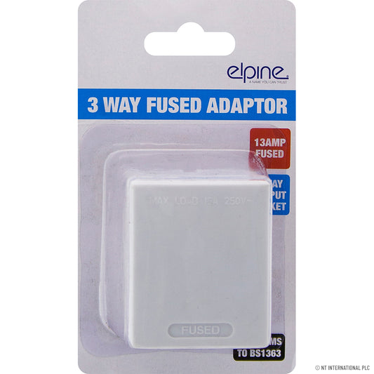 Adaptateur secteur 3 voies 13A blanc, pratique et polyvalent