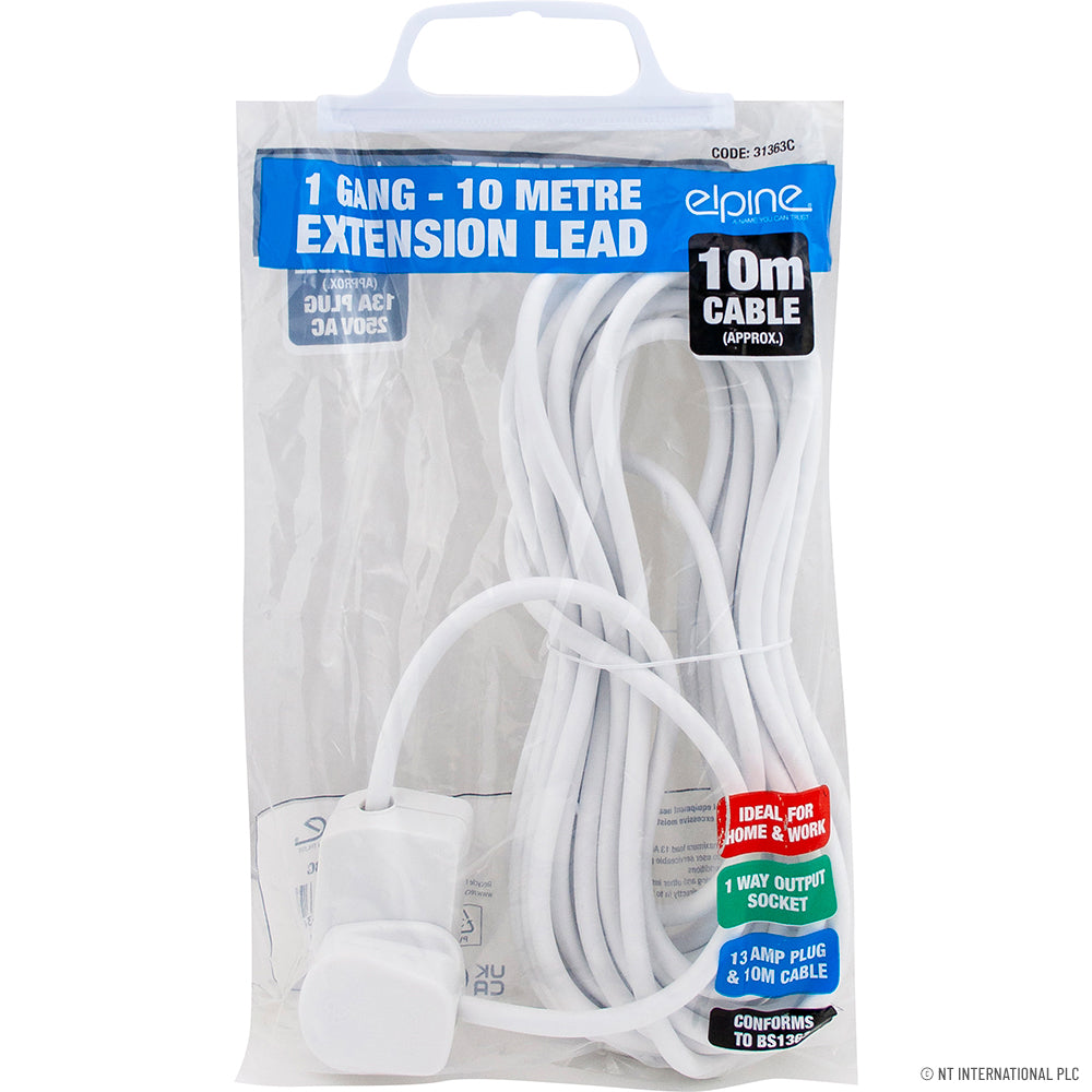 10m - 1 Way Extension Lead 13A Reliable and Efficient Power Solution for Home and Office