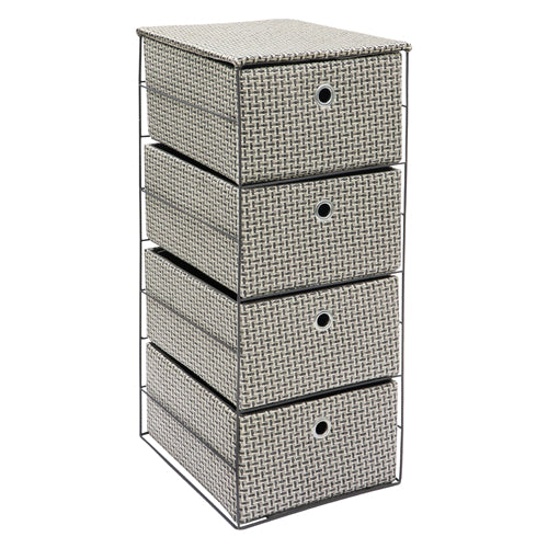 Organisez avec style grâce à la Tour de Rangement en Tissu Large Silva à 4 Tiroirs.